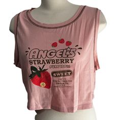 This Is A Shein Curve Angel's Strawberry Crop Top Shirt Sz 3xl Womens Pink Sleeveless. It Is Brand New Without Tags And With No Rips, Stains, Tears, Or Holes. Appx Measurements: Armpit To Armpit: 23": Bust: 46" Waist: 40" Shoulder To Hem: 18" Material: 95% Polyester; 5% Spandex Weight: 2.9 Ounces Cute Red Tank Top For Spring, Summer Sleeveless Tops With Letter Print, Cute Cotton Sleeveless Tops, Trendy Spring Tops With Strawberry Print, Casual Sleeveless Crop Top, Cute Red Sleeveless Top, Cute Sleeveless Tops With Letter Print, Cute Summer Crop Tank Top, Cute Crop Top Tank Top For Summer