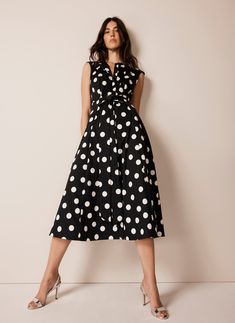 Polka Dot Midi Dress, Polka Dot Midi Skirt, Occasion Dresses Wedding, Mint Velvet, Denim Coat Jacket, Black Wrap Dress, Polka Dot Print, Black Polka Dot, Polka Dot Dress