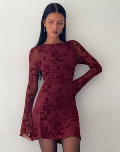 Botanical Flower Maroon Mini Dress | Sevila – motelrocks-com-us Red Print Hoco Dress, Cheap Floral Print Holiday Dress, Party Dresses Fall Colors, Vegas Dress Long Sleeve, Cheap Elegant Mini Dress For Fall, Fall Party Dresses 2022, Winter Party Dresses Lace, Cheap Burgundy Dress For Night Out, Long Sleeve Starstruck Dress