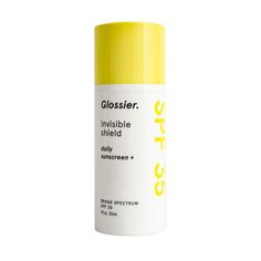 Glossier Invisible Shield daily sunscreen with SPF Gel Sunscreen, Powder Sunscreen, Daily Sunscreen, Moisturizer For Sensitive Skin, Physical Sunscreen, Makeup Is Life, Tinted Spf