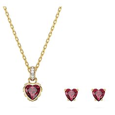 Embrace the look of love with this romantic jewelry set from the Chroma family. The gold-tone plated pieces include a pair of heart-shaped red studs, as well as a captivating pendant featuring a heart-shaped centerstone with square clear crystals around the edges and bail. A subtle but powerful way to turn up the elegance and inject any style with color. The Look Of Love, Look Of Love, Red Studs, Pink Watch, Romantic Jewelry, Heart Shaped Jewelry, Romantic Jewellery, Blue Watches, Rose Gold Watches