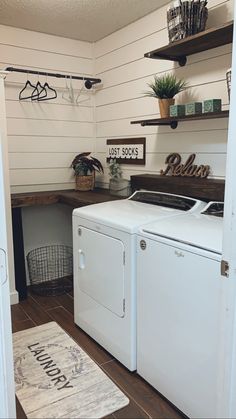 a washer and dryer in a laundry room