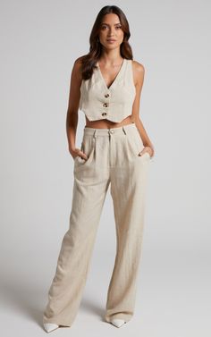 Slp Crafts, Linen Trousers Outfit, Alias Mae, Trouser Outfit, Relaxed Trousers, Linen Style, Jumpsuit Trousers, Linen Trousers