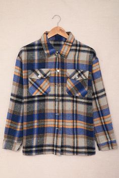 •Sweet yet rugged plaid details adorn this cozy shirt•Designed with a button front, long sleeves, large front pockets & an oversized design•Soft & warm for chilly seasons, and the plaid print is very classic and chic•So cute to bundle up in no matter if you are staying in or going out Size Chart (CM) Sizes Bust Shoulder Sleeve_Length Length Relax Relax Relax Relax S 103 55 51.5 68 M 108 56 52.5 70 L 113 57.2 53.5 72 XL 121 58.4 54.5 74 2XL 129 59.6 55.5 76 Elasticity None Size Chart (INCH) Sizes Bust Shoulder Sleeve_Length Length Relax Relax Relax Relax S 40.6 21.7 20.3 26.8 M 42.5 22.0 20.7 27.6 L 44.5 22.5 21.1 28.3 XL 47.6 23.0 21.5 29.1 2XL 50.8 23.5 21.9 29.9 Elasticity None Plaid Jacket Women, Blouses Casual, Couple Jacket, Lapel Coat, Plaid Shirts, Blue Khakis, Printed Cardigan, Friends Fashion, Pocket Shirt