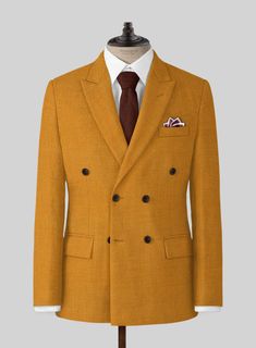 Pursue iconic prestige in modern fashion with our Naples Mimosa Yellow Tweed Double Breasted Suit. Next, our double breasted suit is crafted from pure wool fabric to lift an elegant spirit that favors clean, plush and graciously smooth textures that highlights the solid finish over the vibrant yellow hue. Finally, brew a nostalgic blend of glamour and composure, which imparts a fine distinction of tailoring inspired to provide a lively essence to the stylish character while appearing at exclusiv Mint Green Jacket, Red Corduroy Jacket, Brown Tweed Suit, Naples Yellow, Grey Tweed Suit, Herringbone Tweed Jacket, White Linen Suit, Green Velvet Jacket, Peaky Blinders Suit