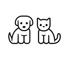 two dogs and a cat sitting next to each other on a white background with the words,