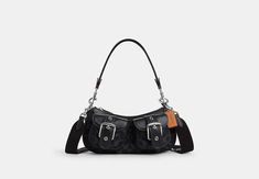 Black Buckle Shoulder Bag, Ashton Baguette Coach, Designer Handbag Aesthetic, Cute Bags Designer, Coach Buckle Bag, Coach Ashton Baguette, Chrome Hearts Purse, Mini Black Purse, Coach Outlet Handbags