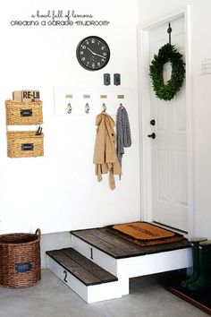 the entryway is clean and ready to be used for coat hangers, wreaths, and other things