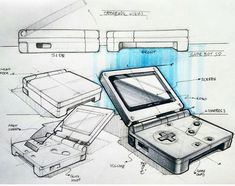 a drawing of an electronic device and its components