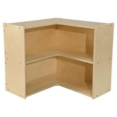 the corner shelf is made out of plywood and has no doors on it,