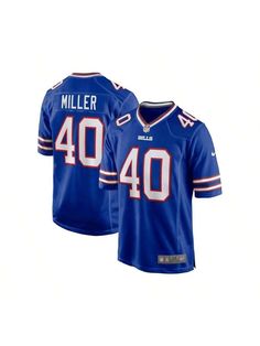 Capture your team's distinct identity when you grab this Buffalo Bills Von Miller Game Jersey from Nike. It features classic Buffalo Bills graphics to show who you support. Before you head to the next Buffalo Bills game, grab this incredible jersey so everyone knows your fandom is on full display. 
Officially licensed 
Heat-sealed name, numbers and team details 
Mesh side panels for extra breathability 
Sewn-on NFL Shield at collar and satin twill woven jock tag at hem 
Fit - Men's Nike Game Jer Graphic Print Jersey For Fan Apparel, Team-colored Baseball Jersey With Team Logo, Team-colored Jersey For Baseball Season Fan Gear, Sports Fan Jersey For Baseball Season, Team Spirit Baseball Jersey For Sports Season, Baseball Season Fan Merchandise Jersey, Team-colored Crew Neck Baseball Jersey For Fans, Sports Fan Baseball Jersey With Team Logo, Sports Season Jersey With Graphic Print For Fans