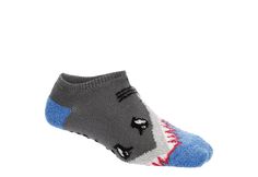 Fireside Youth Sharl No Show Boys Socks 1 PairHe ll love wearing the Fireside Youth Shark boys Socks 1 pair. These Socks are made with sweater knit material and feature a fun shark design. A plush aloe-infused lining soothes and comforts his foot. Fabric materialNo showDouble layerAloe-infused liningFits youth Shoe sizes 10-4 1/2 Patterned Socks Boy, Kids Silly Socks, Fish Socks, Fun Kid Socks, Shark. Socks, Fun Winter Non-slip Socks, Fun Non-slip Winter Socks, Shark Design, Boys Socks