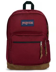 Jansport Right Pack Backpack. The Right Pack Backpack Is A Long-Time Favorite, And For Good Reason. Featuring A Suede Leather Bottom For Extra Durability, A Side Water Bottle Pocket, And An Internal Laptop Sleeve. Something About The Right Pack Just Feels So...right. Roomy Main Compartment With Space For All Your Stuff. Side Bottle Pocket Blends Perfectly With Your Bag. Interior Padded 15-Inch Laptop Sleeve Helps Protect From Bumps And Drops. Premium Cordura® Fabric With Suede Bottom. Front Pock Red Jansport Backpack, Black Jansport Backpacks, Black Jansport, Jansport Right Pack, Cute Backpacks For School, School Bag Essentials, Flannel Sweatshirt, Pack Backpack, Red Backpack