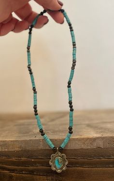 I am pretty sure this vintage necklace is Native American. It is beautiful and the large turqouise stone is beautiful. The necklace is a little over 8 inches long. It is very pretty!! Vintage Beaded Necklaces With Natural Turquoise Stones, Vintage Turquoise Gemstone Beads Jewelry, Costume Jewelry Turquoise Beaded Necklace, Turquoise Beaded Costume Jewelry Necklace, Turquoise Long Necklace For Jewelry Making, Long Turquoise Necklace For Jewelry Making, Vintage Blue Turquoise Necklace For Jewelry Making, Vintage Turquoise Necklace For Jewelry Making, Handmade Vintage Turquoise Beaded Necklaces