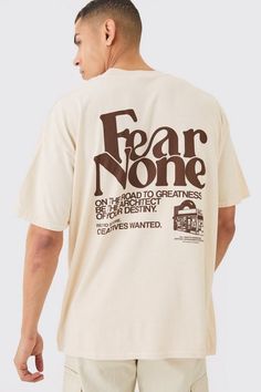 Oversized Wash Fear None Print T-shirt | boohooMAN USA Street Wear Oversized Tee, Cool Christian T Shirt Designs, Elevated Faith Clothing, Earthy Graphic Tees, Halftone Shirt Design, Nike Graphic Design T Shirts, Vintage Christian Tshirt, Graphic Tee Shirts Aesthetic, Type Tshirt Designs