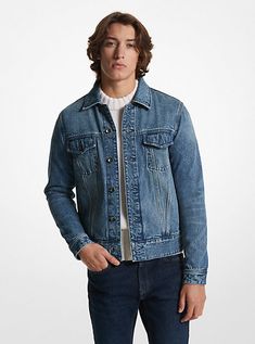 The closet staple that just gets better, wear after wear. This trucker-style denim jacket features classic styling, including front pockets balanced with welt seams for maximum utility. Throw it on over fall knits and summer T-shirts alike. Trucker Jacket Women, Fall Knits, Summer T Shirts, Denim Trucker Jacket, Michael Kors Men, Jacket Denim, Michael Kors Collection, Trucker Jacket, The Closet