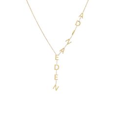 Set a modern standard for personalized style in Adina Eden's Solid Name Lariat, featuring a chic asymmetrical lariat design with upper-case, block letter charms that adorn one half of the chain. Customize this gem with the lettering of your choice. Layer it up with a couple of accent chains for an exquisite style out on the town. Product Details Made from Sterling Silver Gold Plated Drop Length: 2" Initial Size: 8MM Length: 16" + 2" Extender This Item Requires 12-18 Business Days to be Produced Diamond Anklet, Gold Drop Necklace, Bold Rings, Elegant Sophisticated, Versatile Jewelry, Everyday Necklace, Custom Name Necklace, Initial Jewelry, Anklet Bracelet