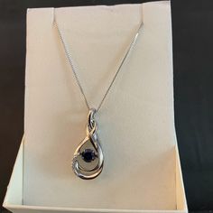 The Perfect Gift For The Special Lady With The Birthday In September Or Christmas Gift In Your Life. Sterling Silver Necklace Stamped 925 On Clasp Lab-Created White Blue Sapphire Floating Stone In Middle Of Tear Drop Frame Approx. Measurements 17” Orig. Price: $80.00 Elegant Silver Necklace For Birthday, Blue Pendant Birthstone Necklace For Anniversary, Silver Birthstone Necklace For Formal Occasions, Blue Gemstone Necklace For Birthday Gift, Blue Birthstone Necklace For Birthday Gift, Blue Sterling Silver Birthstone Necklace As Gift, Blue Sterling Silver Birthstone Necklace For Gifts, Silver Gemstone Birthstone Necklace For Formal Occasions, Elegant Blue Birthstone Necklace For Anniversary