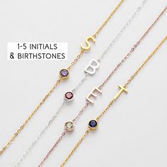 Silver Initial Necklace With Birthstone For Birthday, Adjustable Birthstone Name Necklace For Anniversary, Sterling Silver Initial Necklace With Birthstone For Birthday, Sterling Silver Birthday Initial Necklace With Birthstone, Sterling Silver Birthstone Necklace With Initials For Mother's Day, Silver Birthstone Necklace With Initials For Gift, Initial Pendant Birthstone Necklace For Birthday, Initial Pendant Birthstone Necklace For Anniversary, Initials Birthstone Necklace For Anniversary