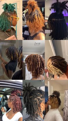 Hair locs Curly Starter Locs Black Women, Cool Starter Locs, Brown And Black Locs Black Women, Different Loc Colors, Dreadheads Aesthetic, Comb Coil Starter Locs Hairstyles, Cute Loc Hairstyles For Women Short, Locs Dye Ideas, Loc Color Combo Ideas