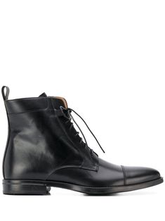 Black leather ankle boots from Scarosso featuring a pull tab at the rear, a front lace up detail, brogue detailing, a low heel and a pointed toe. Black Leather Ankle Boots, Black Leather Boots, Pull Tab, Black Ankle Boots, Leather Ankle Boots, Chukka Boots, Low Heels, Calf Leather, Black Boots