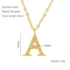 Material: Stainless Steel Fashion Element: English Letters Style: Europe and America Gold Chain Alloy Necklace As Gift, Gold Letter Necklace For Gift, Gold Chain Alloy Jewelry As Gift, Gold Letter Necklace For Gifts, Gold Letter Jewelry For Anniversary, Gold Necklace In Alloy, Gold Alloy Charm Necklaces For Gifts, Gold Alloy Necklaces As Gift, Gold Chain Necklace In Alloy