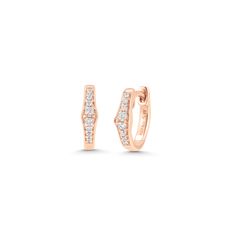 Featuring pave diamonds along the front of the hoops, these huggie earrings are perfect for wearing alone or layering with other pieces. Don't worry, they still make a sparkly statement. Diamond White Diamond Huggie Single Earring, White Diamond Huggie Earring, Diamond Accented Huggie Earrings, Diamond White Huggie Earrings, Huggie Earrings With Diamond Accents, Diamond Huggie Earrings With Single Cut In Hoop Shape, Fine Jewelry Huggie Earrings With Pave Setting, Diamond White Diamond Huggie Earrings, Luxury Small Hoop Pave Huggie Earrings