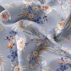 an image of a blue floral print fabric