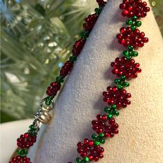 Get Into The Christmas Spirit With This Beautiful Green And Red Beaded Bracelet From Mooey Bracelets. Handmade In The United States, This Stackable Bracelet Is Perfect For Adding A Festive Touch To Any Outfit. The Beads Are Made Of High-Quality Czechoslovakian Glass And Feature A Charming Beaded Design. This Bracelet Is Ideal For Holiday Occasions And Can Be Worn As A Statement Piece Or Combined With Other Bracelets For A Chic, Trendy Look. The Bracelet Is New Without Tags And Contains No Signs Christmas Necklace Beaded, Beaded Jewelry For Christmas Holiday, Holiday Festive Jewelry With Colorful Beads, Festive Holiday Jewelry With Colorful Beads, Red Jewelry For Christmas Holiday, Red Round Beads Jewelry For Christmas, Red Beaded Christmas Jewelry, Red Beaded Bracelets With 8mm Beads For Gift, Red Beaded Bracelets With 8mm Beads As A Gift