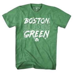 Boston Bleeds Green T-Shirt - Chowdaheadz Team Spirit T-shirt With Screen Print For Fan Gear, Team-colored T-shirt With Screen Print For Fans, Crew Neck T-shirt With Screen Print For Fan Events, Sports Season Fan Merchandise T-shirt With Screen Print, Band Merch Cotton T-shirt For Fans, Fan Merchandise T-shirt With Screen Print For Sports Season, Sports Fan Casual T-shirt, Casual T-shirt For Sports Season Fan Events, Collegiate Cotton T-shirt For Fan Events