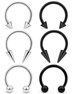 four different types of metal nose rings