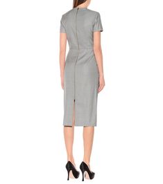 Roland Mouret - Dalva wool and silk midi dress | Mytheresa Luxury Fitted Tweed Office Dress, Luxury Fitted Tweed Dress For Office, Luxury Knee-length Tweed Dress For Formal Occasions, Formal Fitted Tweed Midi Dress, Formal Fitted Midi-length Tweed Dress, Structured Formal Dress For Fall, Tailored Midi Dress For Fall, Designer Fitted Dress For Workwear, Designer Fall Workwear Dresses