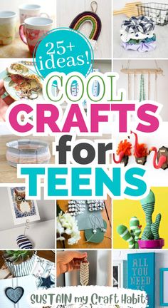 If you're a crafty teenager or know of one then you'll love this round up of creative craft ideas specifically made for teens! #sustainmycrafthabit Projects For Teenagers, Craft Ideas For Teens, Chalk Prints, Creative Craft Ideas, Fun Crafts For Teens, Diy Crafts For Teen Girls, Fun Summer Crafts, Cute Diy Projects