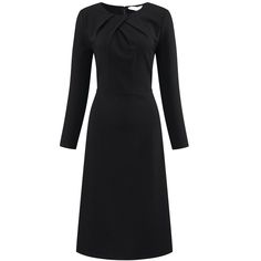 Keep your look casual and elegant in winter weather with this flare dress from Hobemty, featuring long sleeve, pleated neck, A-line, no lined, midi length. Pair with delicate necklace and heels for a chic office look. Comfortable and classic, this winter dress is perfect on its own or as a layer under a blazer or jacket. Focused on Ladies' Semi-Formal Wear - This formal dress can be a perfect addition to almost any outfit from formal to daily wear, great for work, meeting, office, businesses, wo Black Vintage Dress, Black A-line Long Sleeve Dress For Winter, Black A-line Maxi Dress For Winter, Black Knee-length Long Sleeve Winter Dress, Black Midi Dress With 3/4 Sleeve, Black Long Sleeve Non-stretch Midi Dress, Semi Formal Wear, Vintage Black Dress, Collars For Women