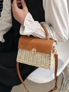 BirdinBag - Stylish Straw Crossbody Bag- Perfect for Summer Beach & Everyday Use Casual Top Handle Bag With Single Shoulder Strap, Vacation Tote Satchel With Mobile Phone Bag, Casual Top Handle Bags For Beach Season, Vacation Shoulder Bag Satchel With Mobile Phone Bag, Vacation Satchel With Single Handle, Shoulder Bag Shape, Beach Season Rectangular Satchel With Adjustable Strap, Beach Season Everyday Crossbody Shoulder Bag, Trendy Crossbody Satchel For Vacation, Single Handle Crossbody Shoulder Bag For Travel