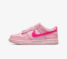 DUNK LOW “TRIPLE PINK” DH9765-600 (GS) | eBay Pink Low-top Basketball Shoes For Streetwear, Pink Leather Basketball Shoes With Branded Insole, Pink High-top Basketball Shoes For Streetwear, Pink Leather Sneakers For Streetwear, Pink Leather Basketball Shoes With Round Toe, Pink Nike High-top Basketball Shoes, Nike Pink High-top Basketball Shoes, Pink Leather Nike Sneakers, Nike Dunk Low