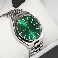 Citizen Tsuyosa Automatic Men's Stainless Steel Green Dial Watch NJ0150-81X Green Dial Watch Men, Green Watch Men, Citizen Tsuyosa, Green Dial Watch, Citizen Watches, Watch Green, Green Watch, Rolex Watches For Men, Citizen Watch