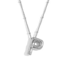 Silver Bubble Letter P Necklace. Bubble Letter Necklace, Ear Bar, Bubble Letter, Undying Love, Bubble Letters, Waterproof Jewelry, Dainty Bracelets, Cartilage Piercing, Statement Bracelet