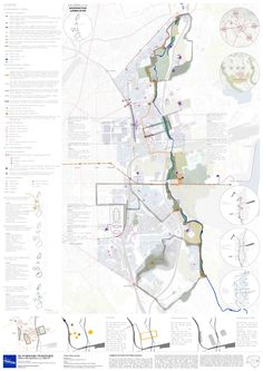 a map with several different areas and lines on the top, including trees in the middle