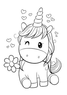 a coloring page with a cute unicorn holding a flower in it's hand and the words, be happy