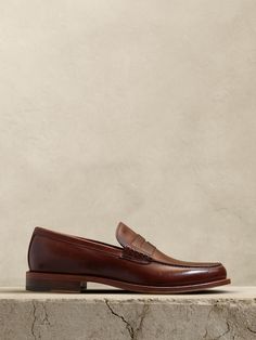 Men's Shoes - Shop All | Banana Republic Elegant Semi-formal Goodyear Welted Moccasins, Timeless Moc Toe Loafers, Timeless Italian Loafers With Round Toe, Classic Formal Loafers, Classic Italian Moccasins For Semi-formal Occasions, Classic Italian Loafers For Formal Occasions, Timeless Brown Loafers With Leather Footbed, Wingtip Loafers For Semi-formal Occasions, Timeless Tassel Loafers With Leather Lining