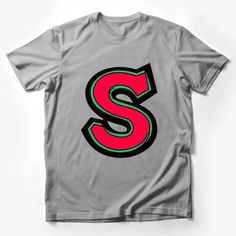 Bold Red and Black Letter S Graphic T-Shirt, Stylish Unisex Alphabet Tee Male T-Shirt Custom graphic T-Shirt.Customize your color