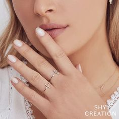 Shy Creation 0.09CT 14K White Gold Diamond Ring 14k White Gold Diamond Ring, Rose Gold Halo, Mens Gold Wedding Band, Engagement Ring Guide, Gold Diamond Ring, Gold Halo, White Gold Diamond Rings, Diamond Cross, Cross Ring