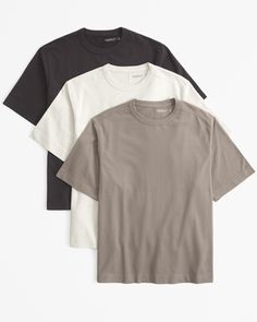 Men's 3-Pack Premium Heavyweight Tees | Men's Tops | Abercrombie.com Mens Abercrombie Outfits, Plain Shirts For Men, Black Shirt Men, Men’s Shirts, Shirts For Men, T Shirt Men, Mens T Shirts, Abercrombie T Shirt, Abercrombie Men