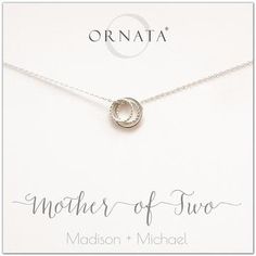 Family of Three Interlocking Circle Necklace – Ornata Mother Of Twins, Mother Necklace Personalized, Mother Of Two, Dainty Diamond Necklace, Necklace For Girlfriend, Mothers Necklace, Kids Necklace, Diamond Cross Pendants, Jewelry Card