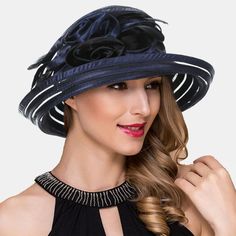 forbusite navy blue church hats for women Translucent Material, Bridal Tea Party, Tea Party Wedding, Bridal Tea, Church Dresses, Church Hats, Cloche Hat, Wedding Hats, Kentucky Derby