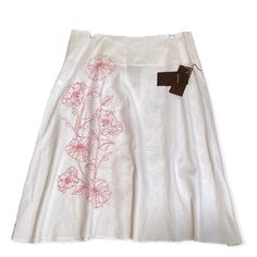 Nwt Multiples Linen Embroidered Skirt 100% Linen Off-White Skirt With Red Embroidered Flowers On Front And On Back 4.5” Wide Waist Band With Side Zip Read Length Or Maxi Length 17.5 Flat Waist Measurement (35”) Length Is Approximately 29”-30” Fitted Floral Embroidered Skirt, Spring Embroidered Skirted Bottoms, Embroidered Skirted Bottoms For Spring, Floral Embroidered Full Skirt For Spring, Floral Embroidered Full Skirt For Summer, White Embroidered Full Skirt, Embroidered Full Skirt For Spring, Spring Embroidered Full Skirt, Fitted White Skirt With Floral Embroidery