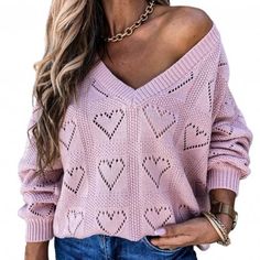 Pink V-neck Open Knit Sweater, Cute V-neck Fall Sweater, Cute V-neck Sweater, Cute V-neck Knitted Sweater, Cute Knitted V-neck Sweater, Cute V-neck Knit Sweater, Cute Knit V-neck Sweater, Heart-shaped Spring Sweater, Pink V-neck Open Knit Cardigan