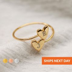 Personalized Heart Ring With Initial Meaningful Gift For Her Initial Jewelry Letter Ring Girlfriend Gift For Women Valentines Gifts for Her *All Orders Ship the Next Business Day* Personalize this piece with your own meaningful message. Personal, timeless pieces you'll never want to take off - it is made to keep your sentiments close. All of our jewelry are hypoallergenic and tarnish resistant. We wish to create lasting pieces that everyone can cherish, no matter the price point. We carefully pa Cute Gold Heart Ring For Valentine's Day, Cute Heart Ring For Gift, Gold Heart Ring For Valentine's Day, Cute Gold Rings For Valentine's Day, Adjustable Heart Ring For Mother's Day, Cute Heart Ring For Valentine's Day Anniversary, Cute Heart Ring For Valentine's Day, Cute Anniversary Jewelry For Valentine's Day, Adjustable Gold Midi Rings For Valentine's Day