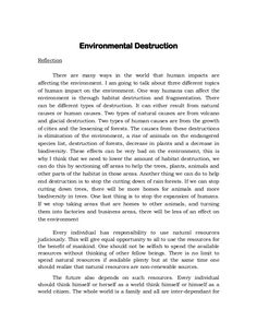 an article in the book environmental destruction